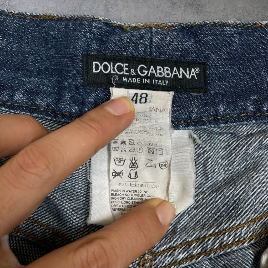 돌체앤가바나 중청 빈티지 메탈패치 디스트로이드 데님팬츠 48 상품이미지3
