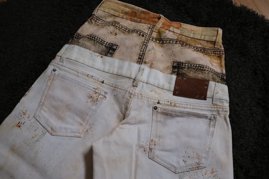 자라 x 앤더슨벨 더블 웨이스트밴드 프린티드 진 옐로우 상품이미지1