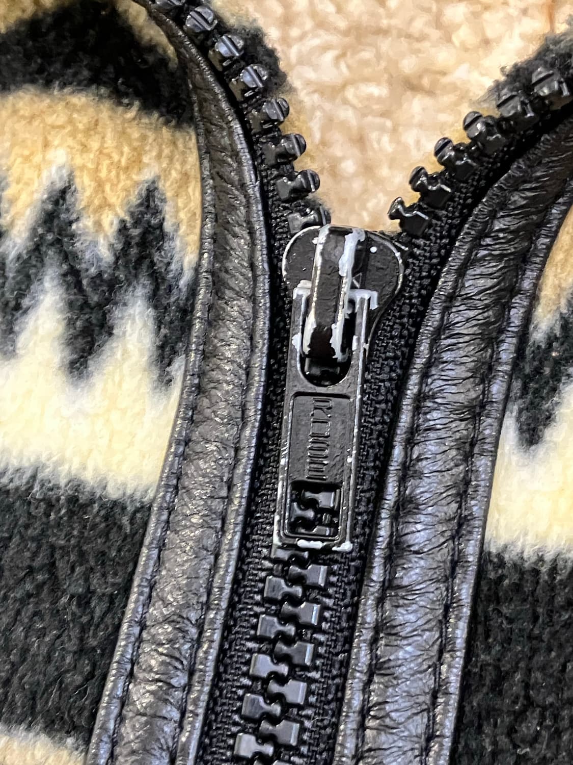 NZ Lamb Skin 양피 에스닉 레더 플리스 자켓 상품이미지2