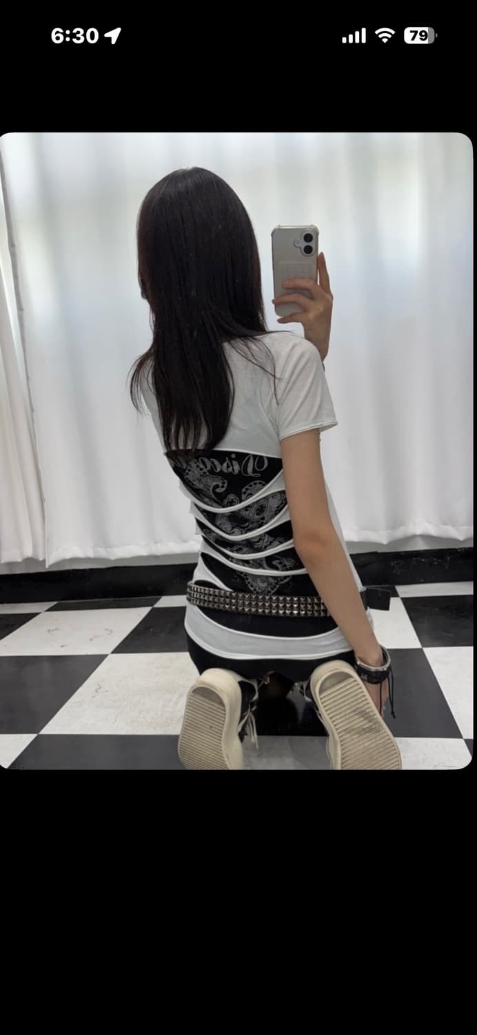 y2k 빈티지 디테일 반팔 탑 갸루 펑크 급전 상품이미지1