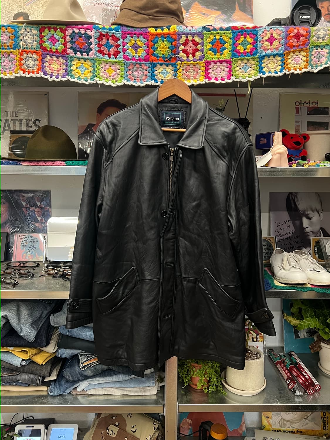 Volcano Black Leather Half Coat 상품이미지1