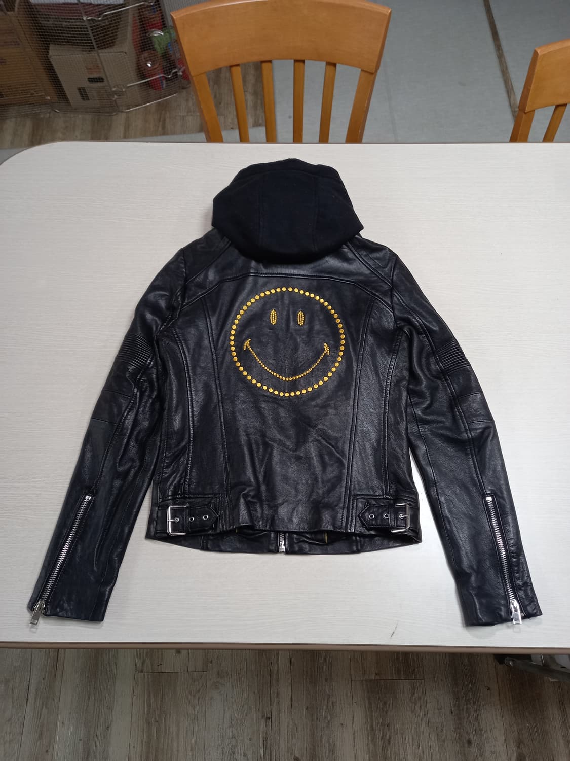 85-90 GIPSY+SMILEY 양가죽 라이더 자켓 블랙 M-09 상품이미지2