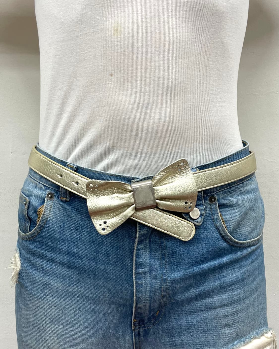 silver leather ribbon belt  상품이미지1