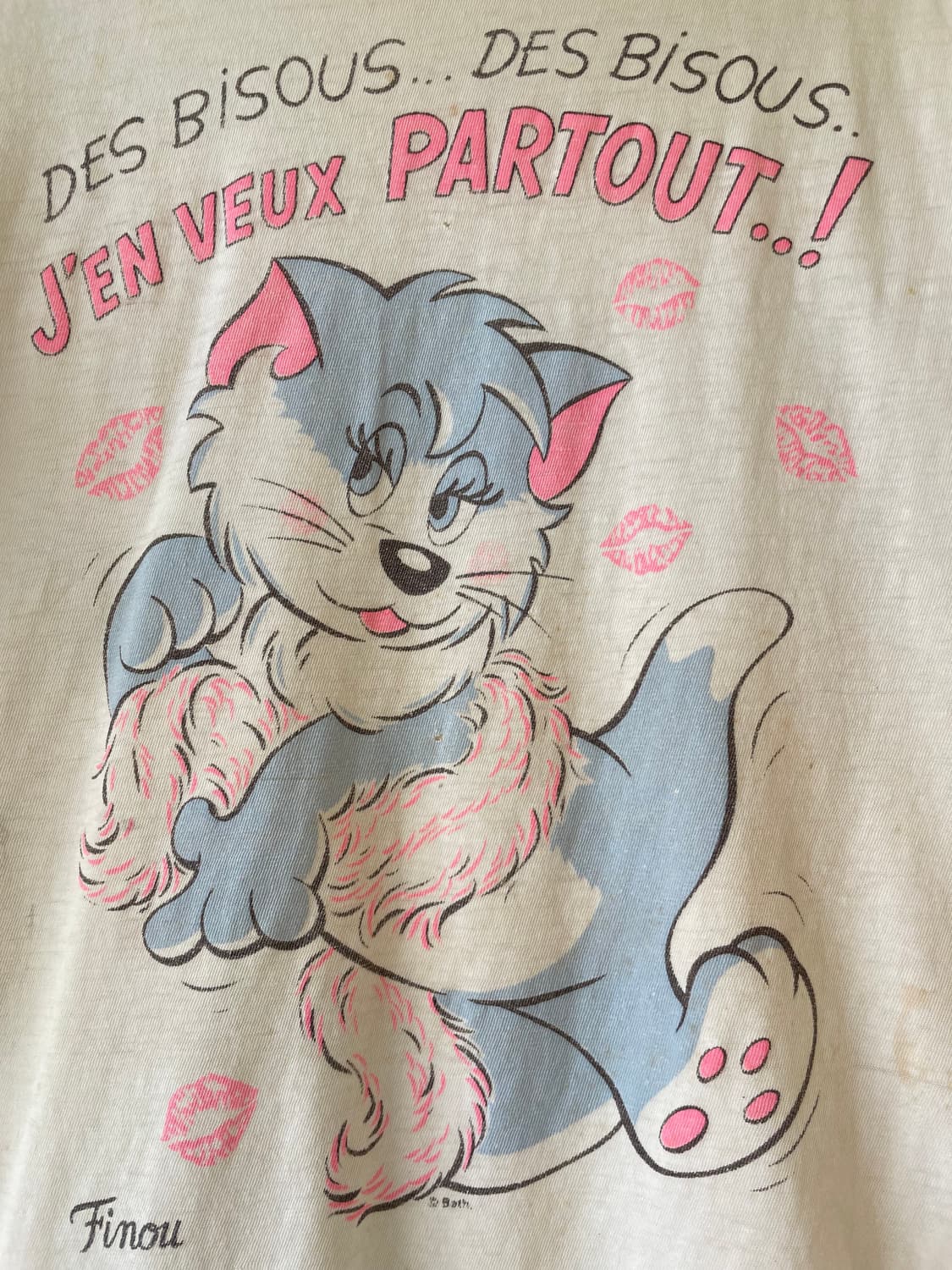 1980s Vintage French Cartoon Cat T-shirt 상품이미지2