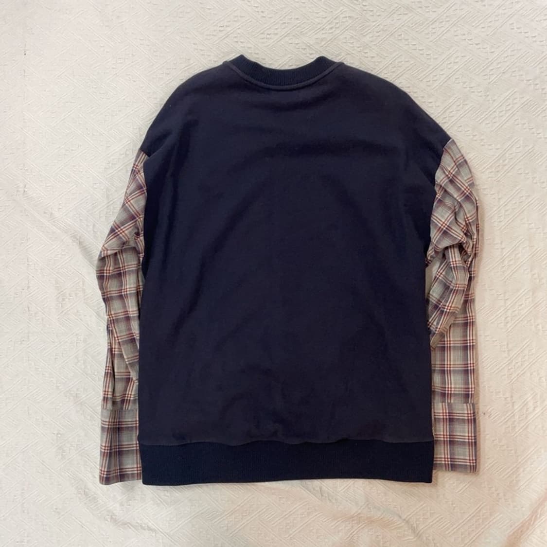 [105] 솔리드옴므 체크 셔츠 레이어드 맨투맨 상품이미지2