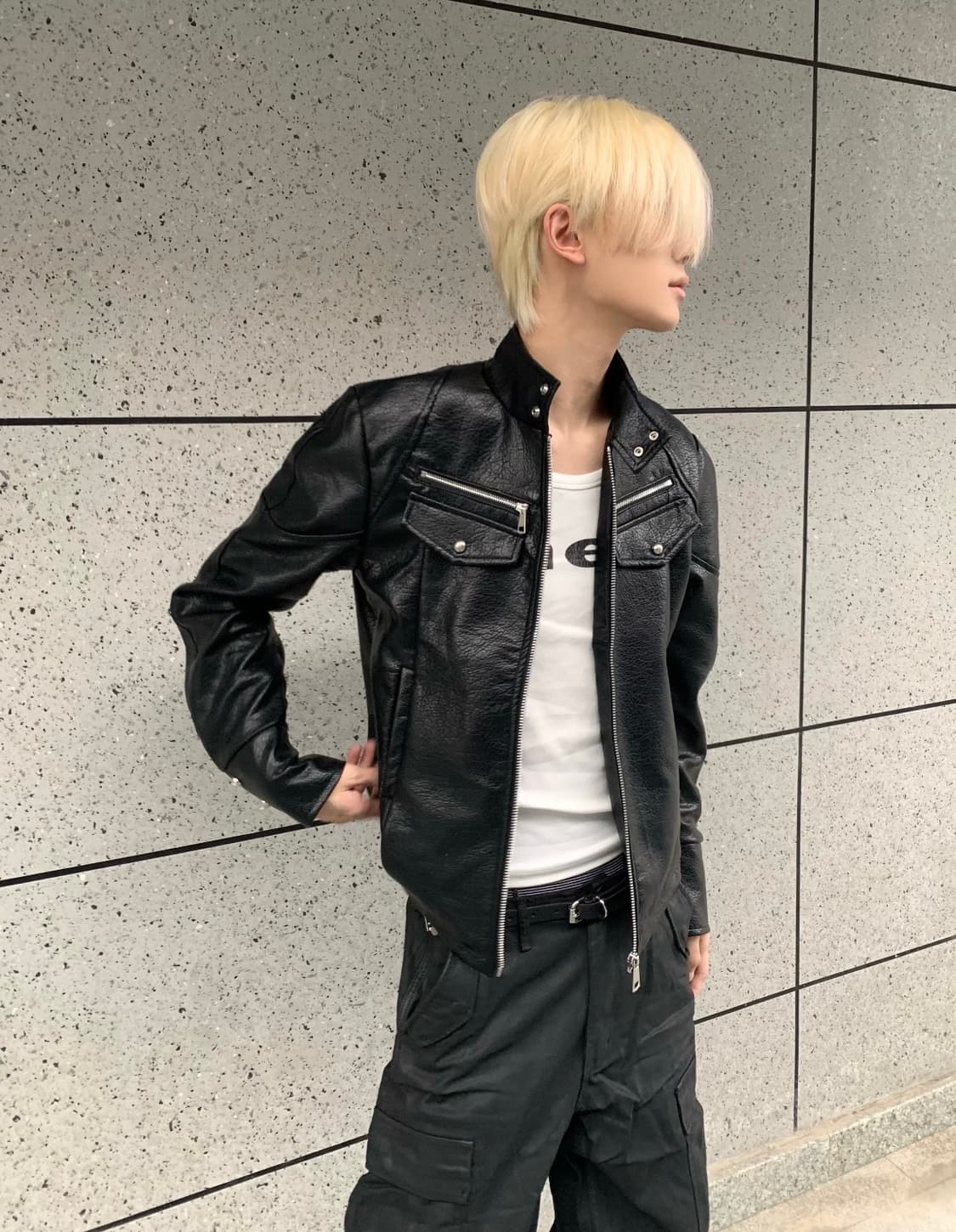 Knight Armor High-Neck Leather Jacket 상품이미지5