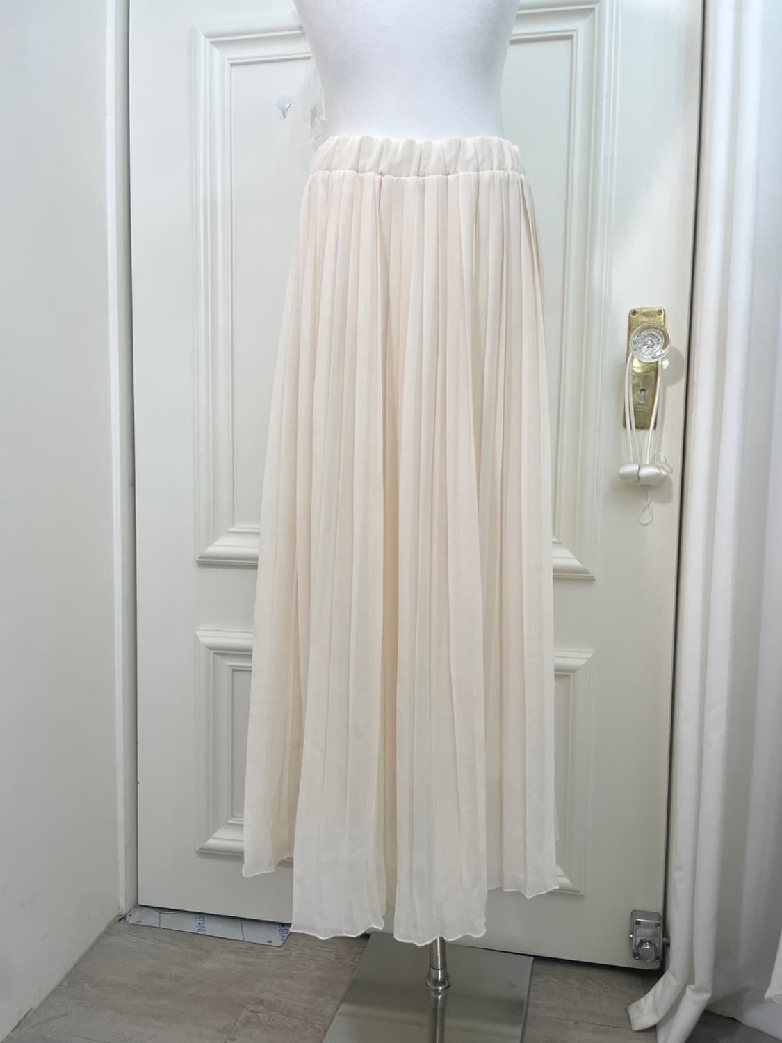 sheer coral pleats banding lomg skirt 상품이미지4