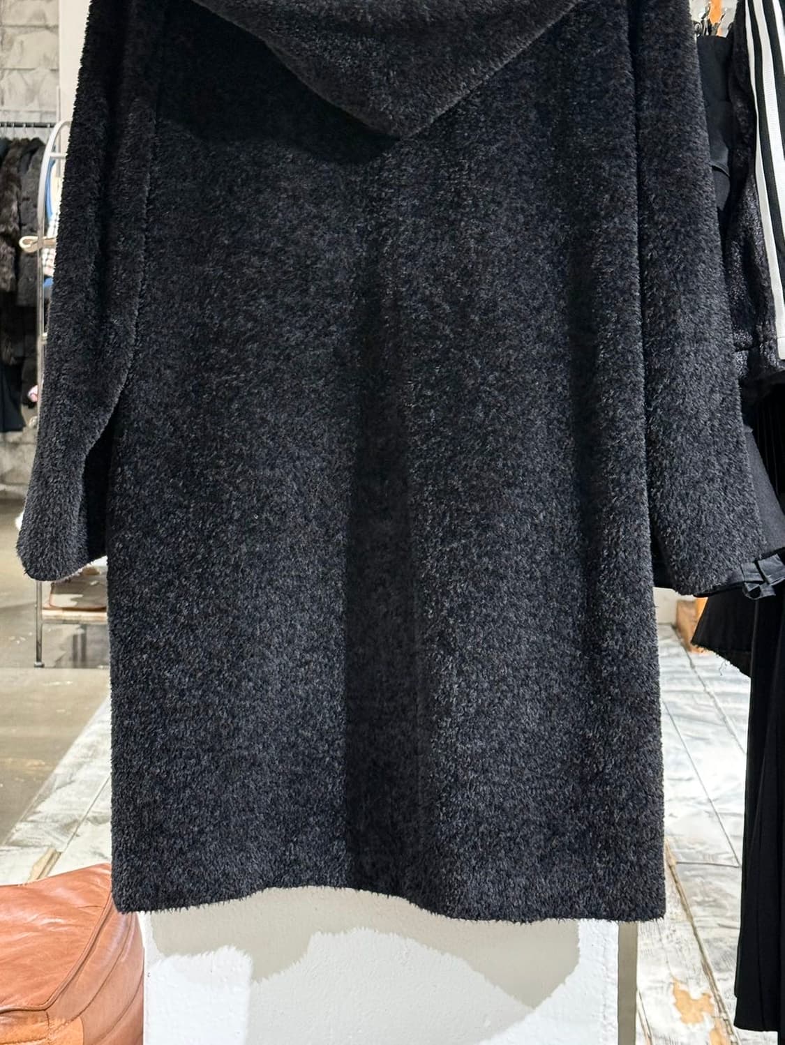 막스마라 블랙 라나버진울 알파카 블렌드 후디 코트 상품이미지6