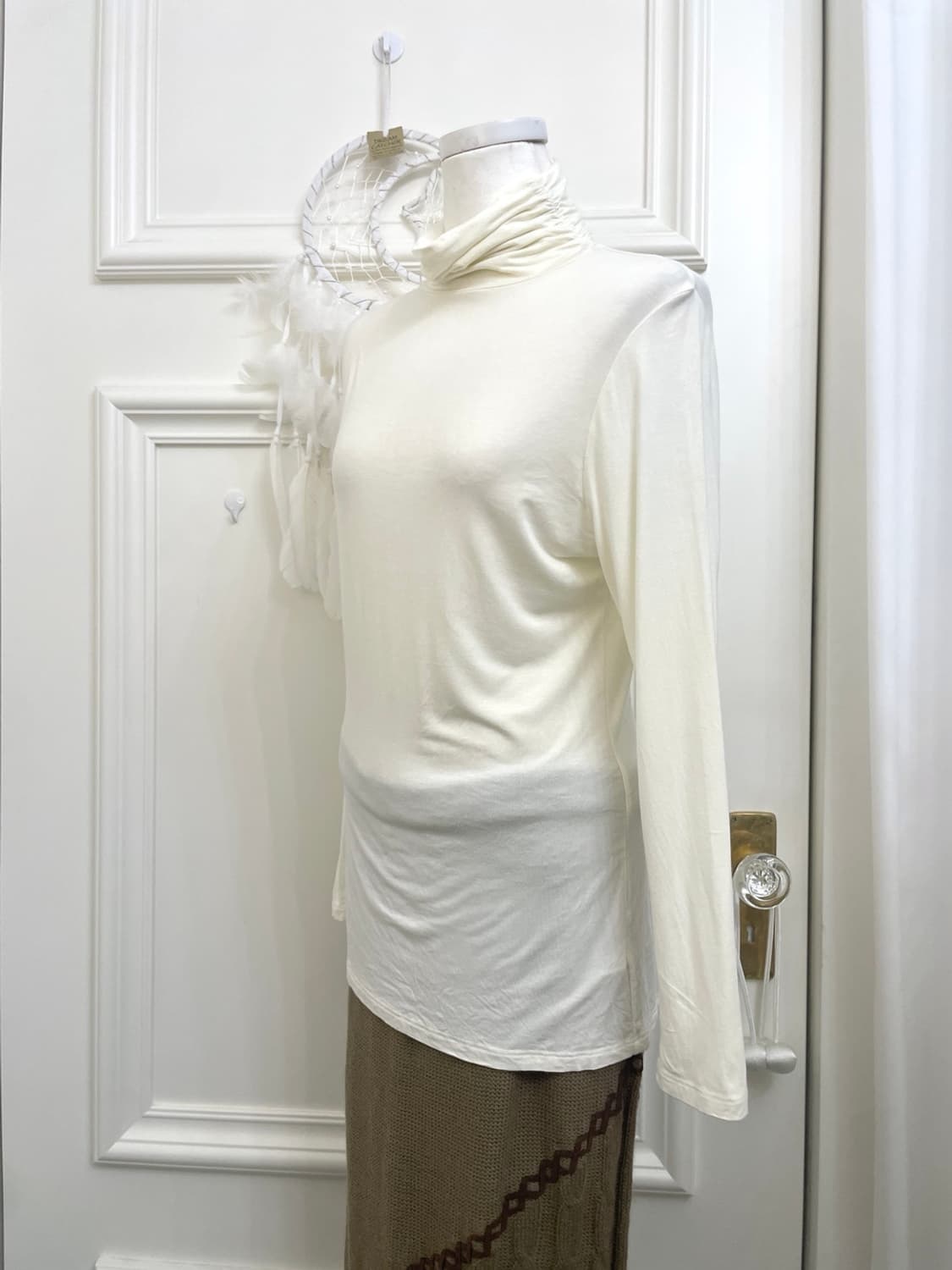ivory shirring basic turtle neck top&bei 상품이미지6