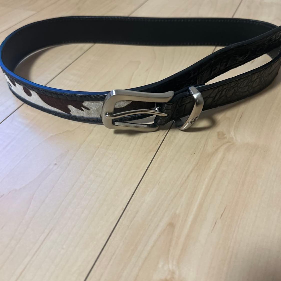 스투시 레더 오버레이 벨트 블랙 상품이미지1