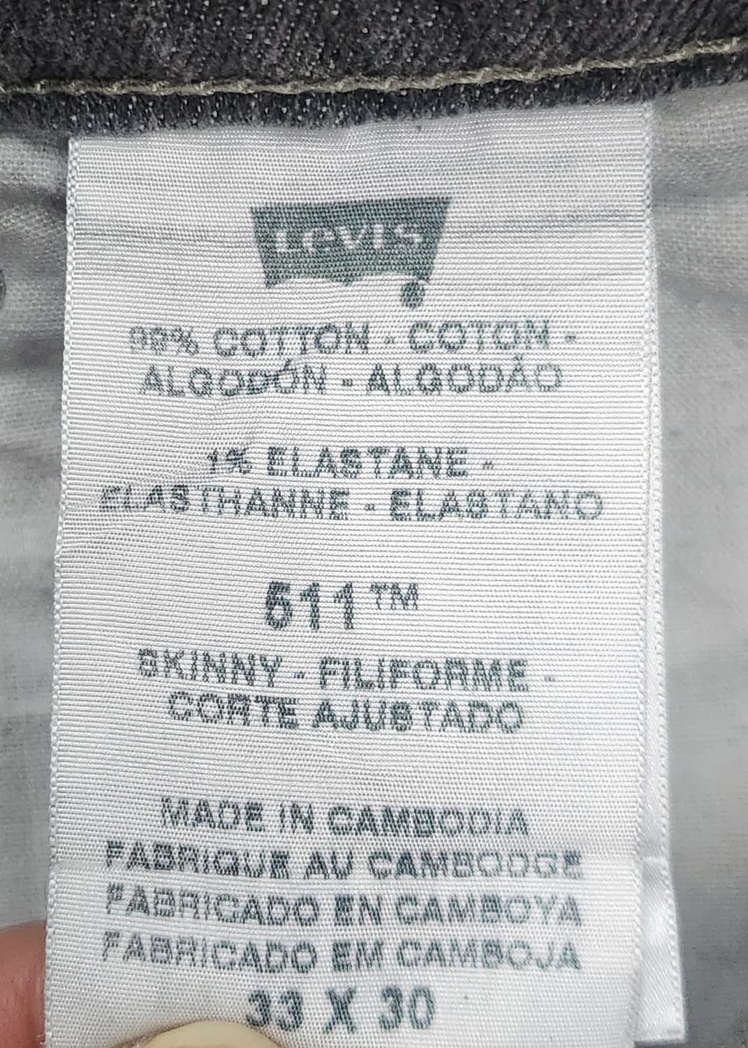 리바이스 511 슬림핏 그레이 데님 팬츠 33/30 상품이미지6