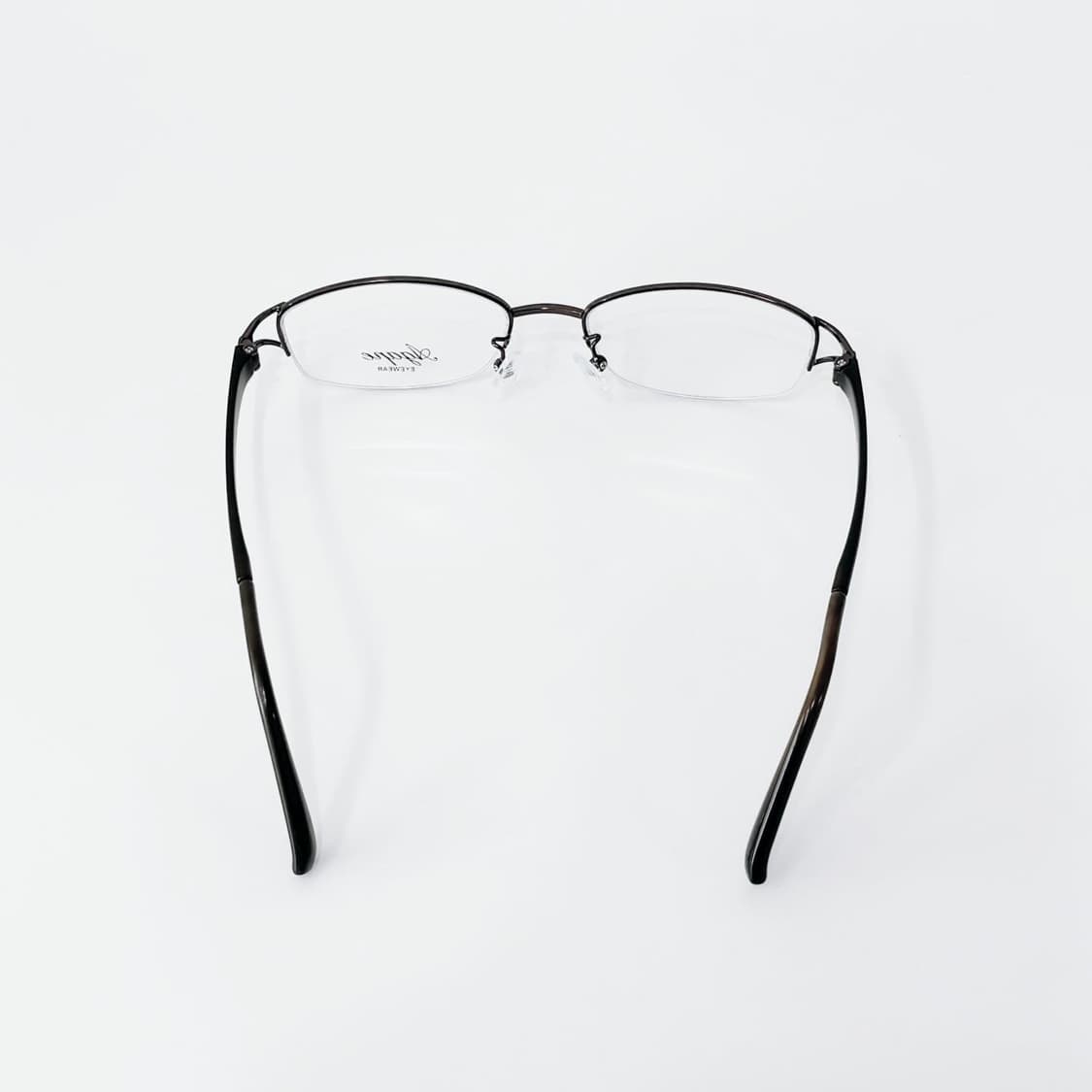 AGANE 브라운 큐빅 반무테 메탈 데드스탁 빈티지안경 상품이미지5