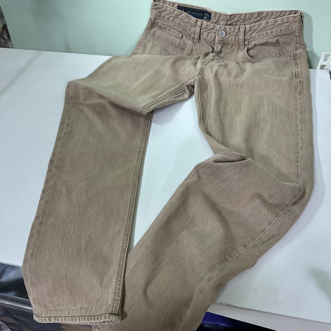 30-32 M 알마니 익스체인지 슬림레귤러핏 베이지워시드 데님팬츠 상품이미지4