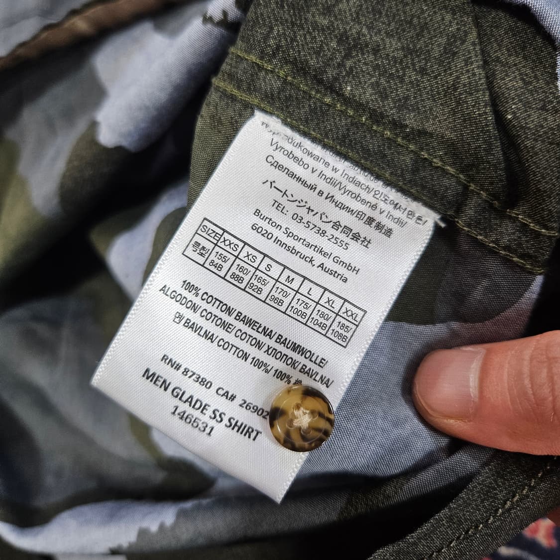 BURTON in USA 블루 카모플라쥬 반팔 셔츠 M 상품이미지7