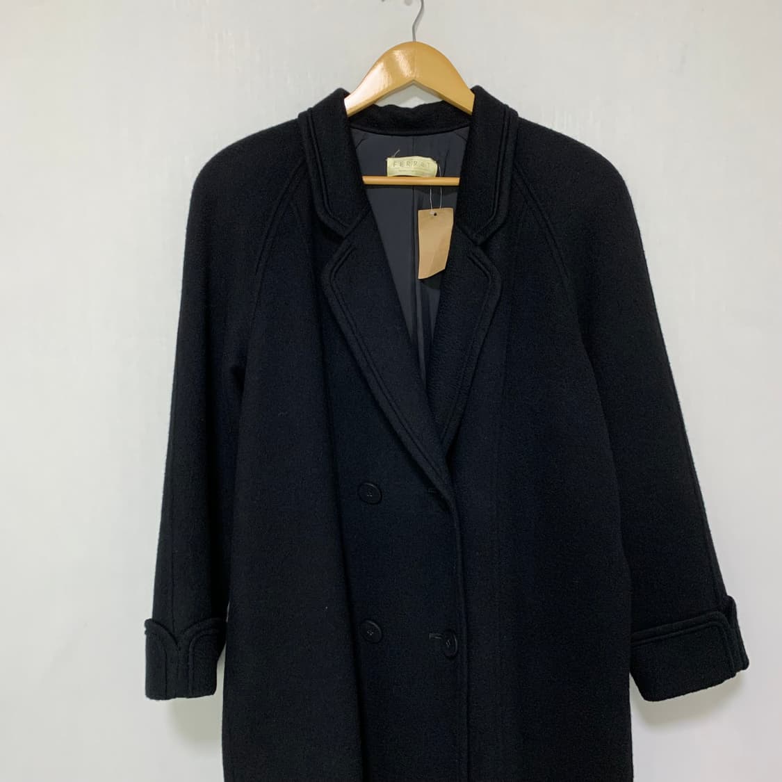 FERRAT 빈티지 캐시미어 100% 블랙 롱 코트 남녀공용 상품이미지2