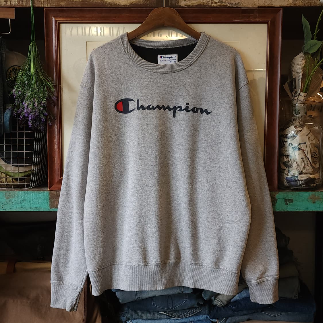 00년대 챔피온 스텐실 로고 스웻셔츠 라이트 그레이 L 상품이미지1