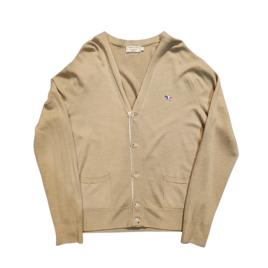 메종키츠네 폭스 패치 브이넥 베이지 가디건 (L) 상품이미지1