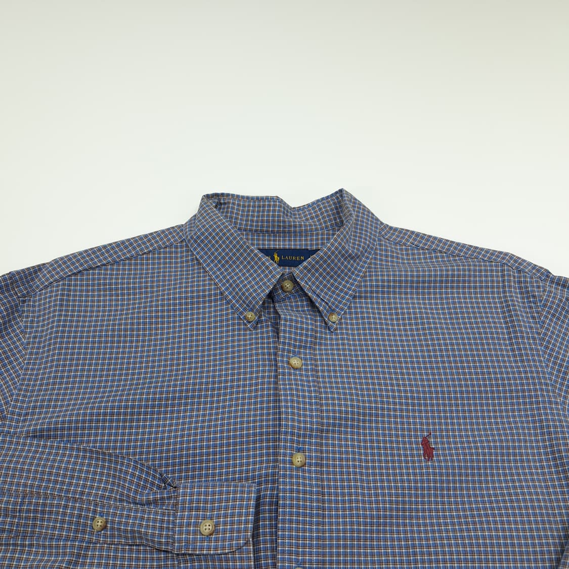 CN785 2XL 폴로랄프로렌 스모크블루 마이크로타탄체크 긴팔 셔츠 남방 상품이미지3