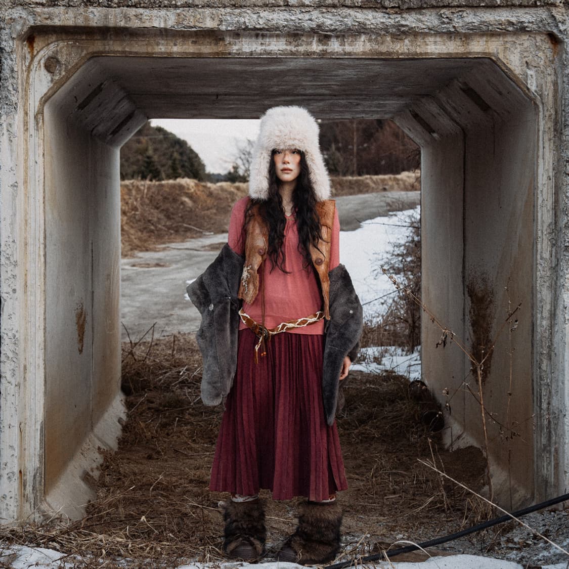 보르도 초원 바람 스커트 상품이미지4