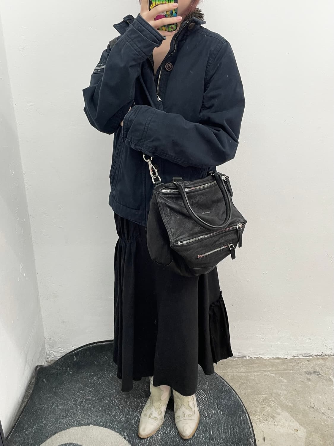 블랙 언발 셔링 스커트 상품이미지7