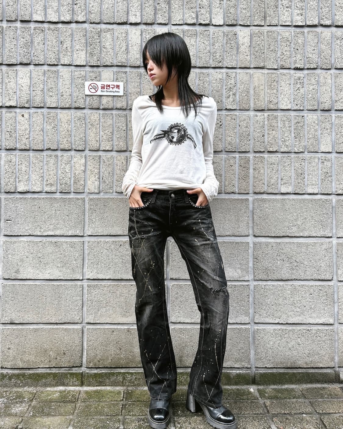 LAGUST 락시크 스터드 페인팅 데님팬츠 상품이미지4