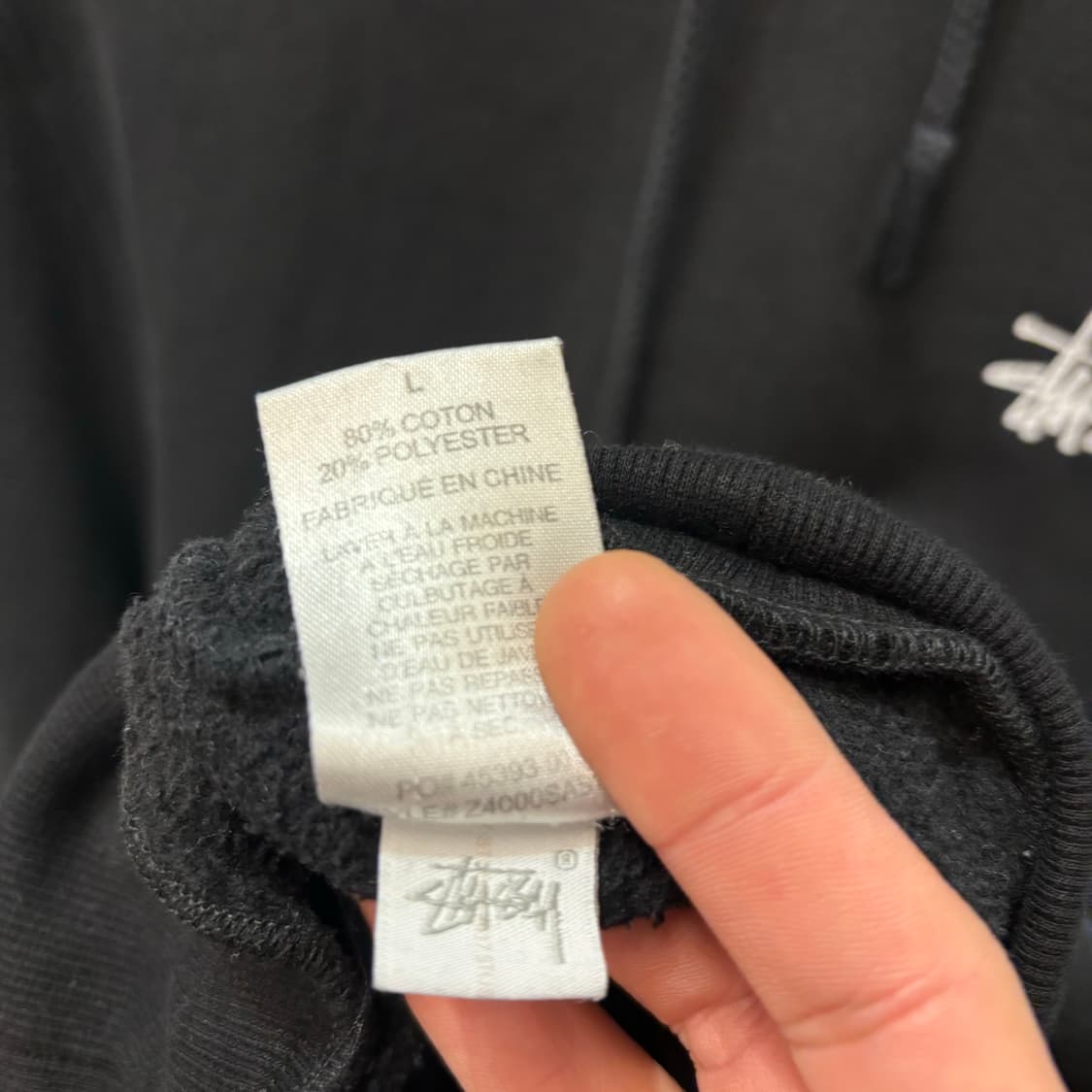 스투시 빅 로고 블랙 후드티 L 상품이미지7