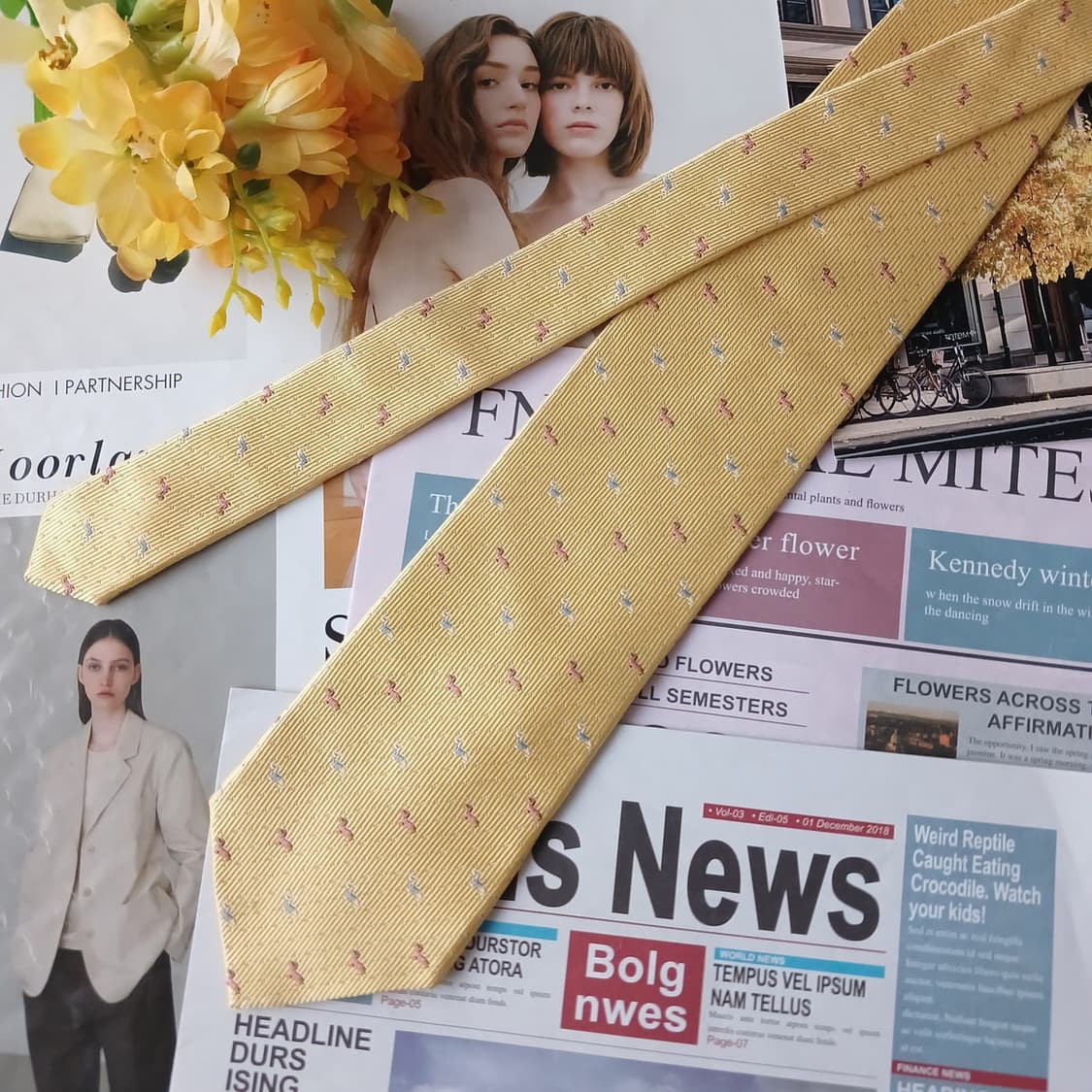 웅가로 옴므 실크 강아지 패턴 넥타이 8.7cm A+등급 A19380
 상품이미지3