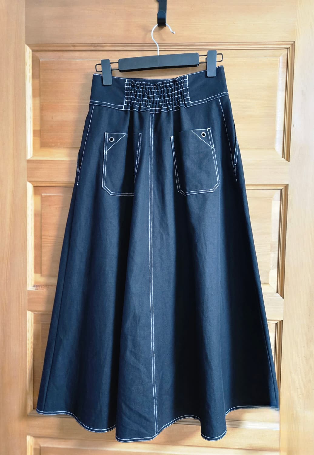 막스마라 블랙 A라인 스티치 롱 스커트 상품이미지9