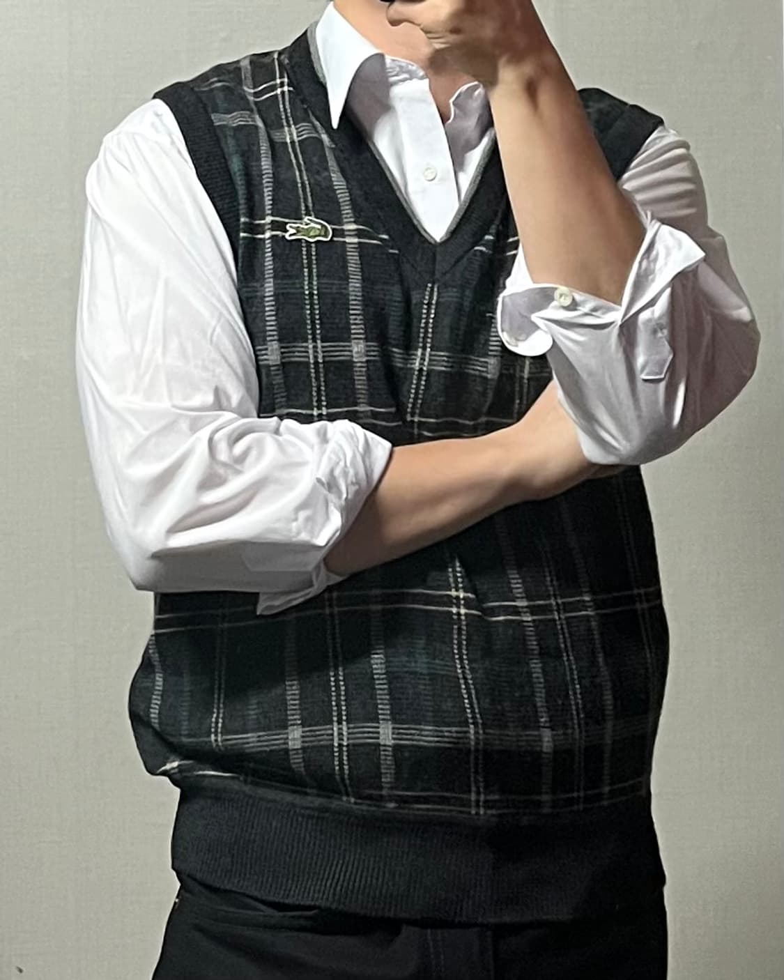 라코스테 체크 니트 조끼 베스트 상품이미지2