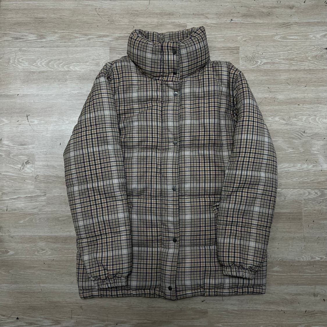 버쉬카 덕다운 체크 패턴 푸퍼패딩 점퍼 [베이지] S/90 상품이미지1