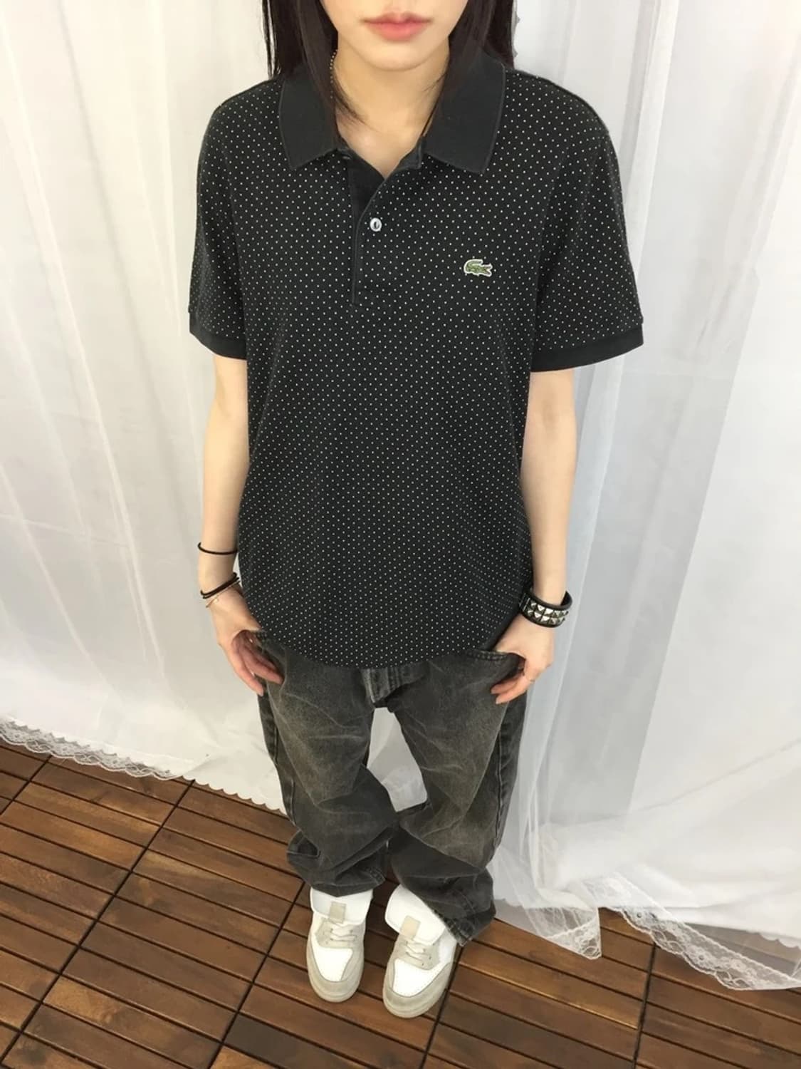 Lacoste Dot Pattern Navy Polo Shirt 상품이미지3