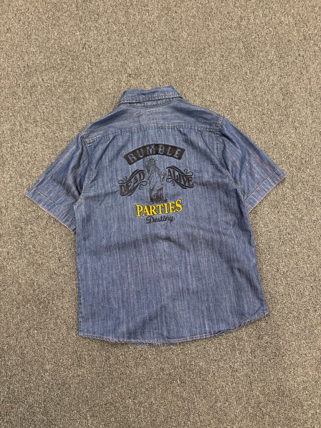 2)ETBX 빈티지 자수 프린팅 데님 반팔셔츠 상품이미지4