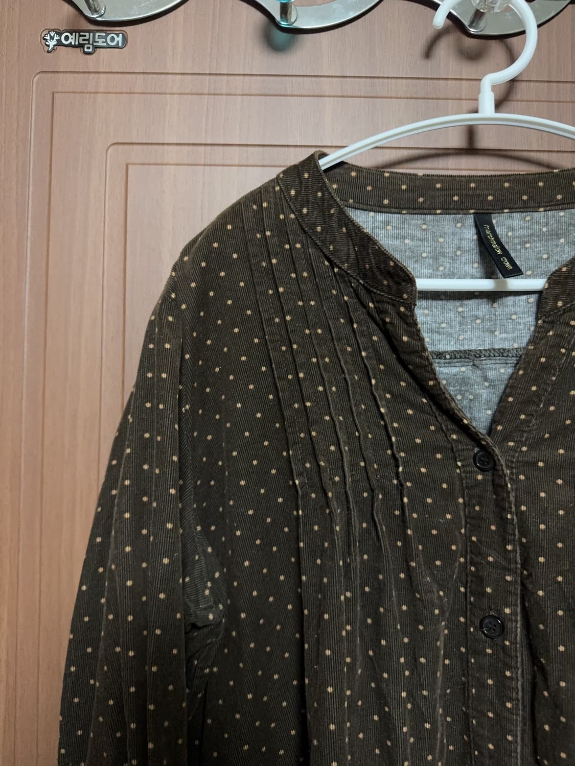 모리걸 하구미 일본 빈티지 브라운 코듀로이 잔도트 긴팔 블라우스 상품이미지3