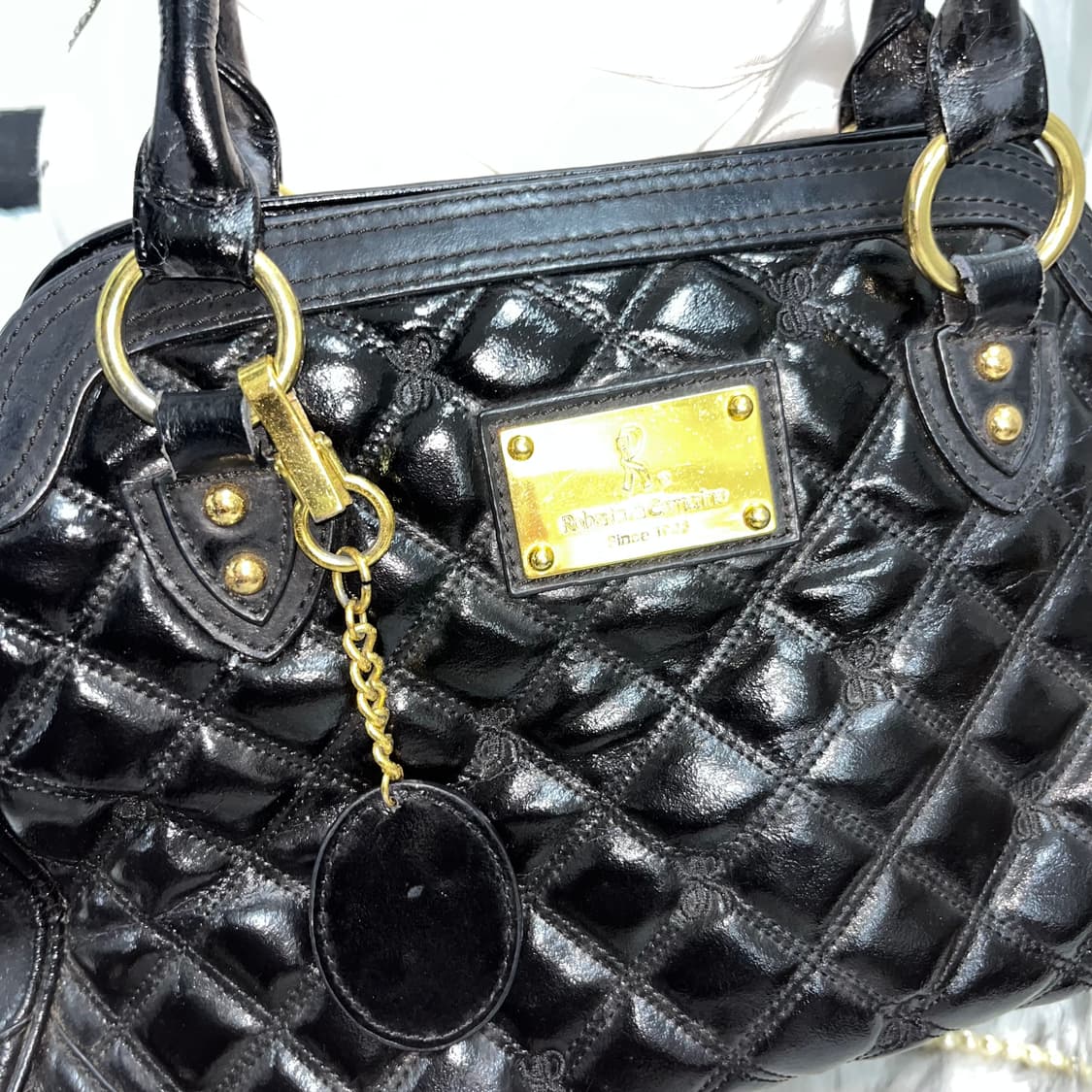 빈티지 퀄팅 글로시 토트백 상품이미지2