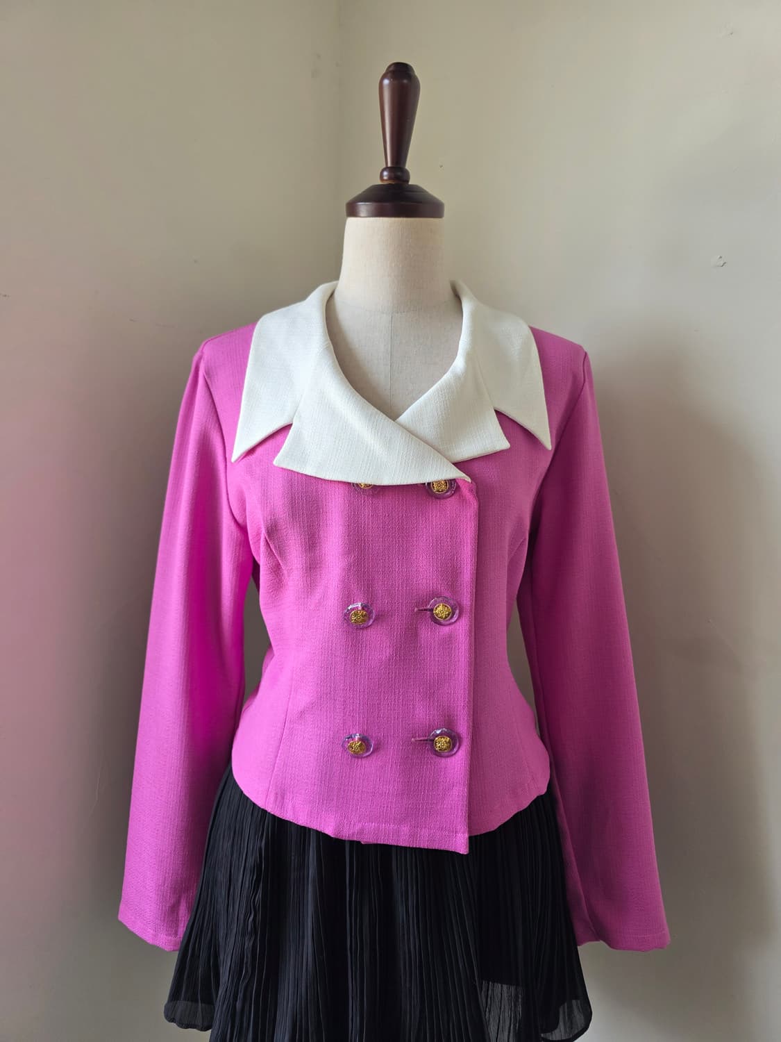 핑크 더블 버튼 자켓 상품이미지3
