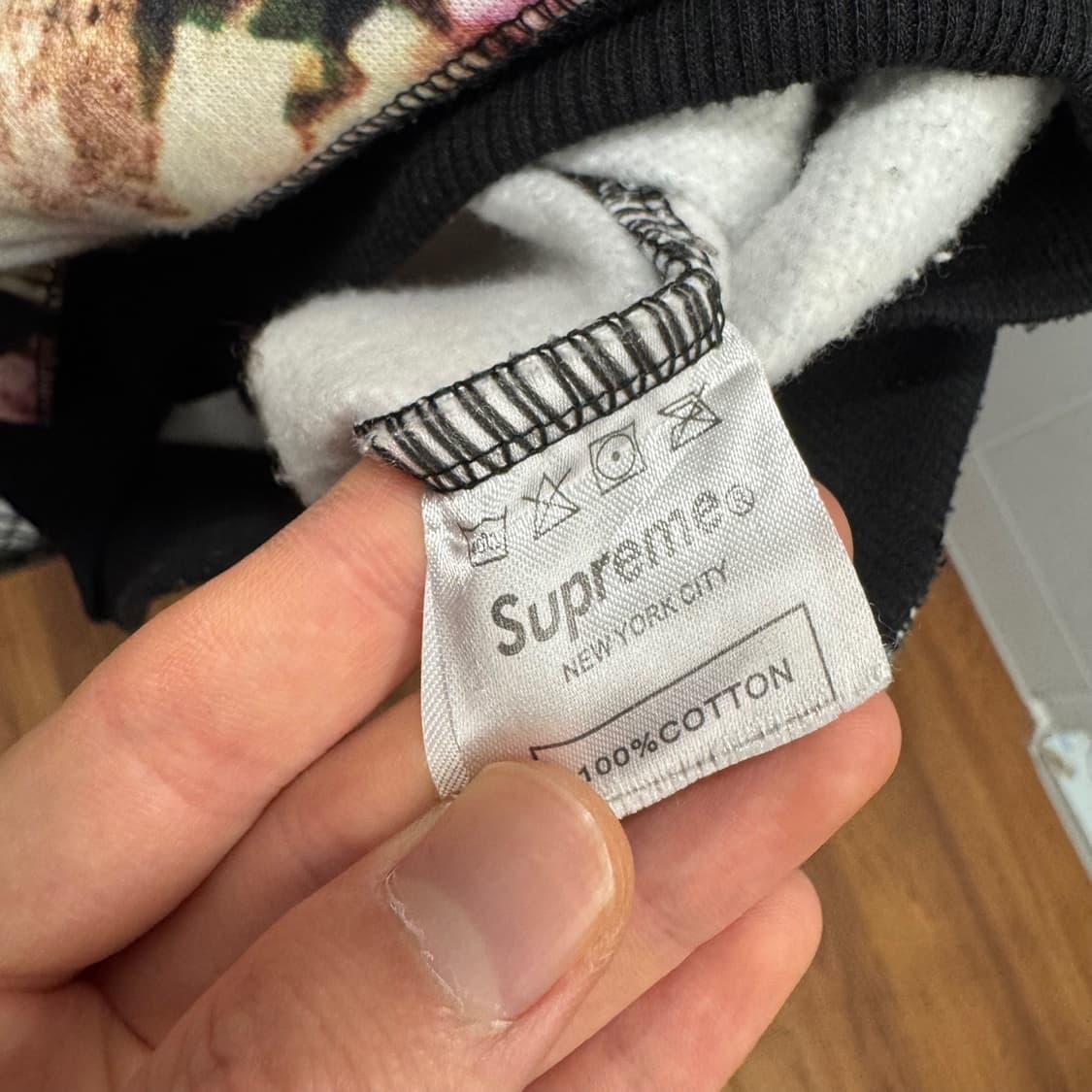 13F/W 슈프림 후디 스웻셔츠 플로럴 패턴 디테일 후드티 블랙 상품이미지7