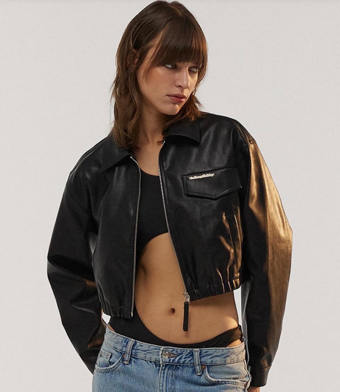 레더 크롭 점퍼 블랙  상품이미지1