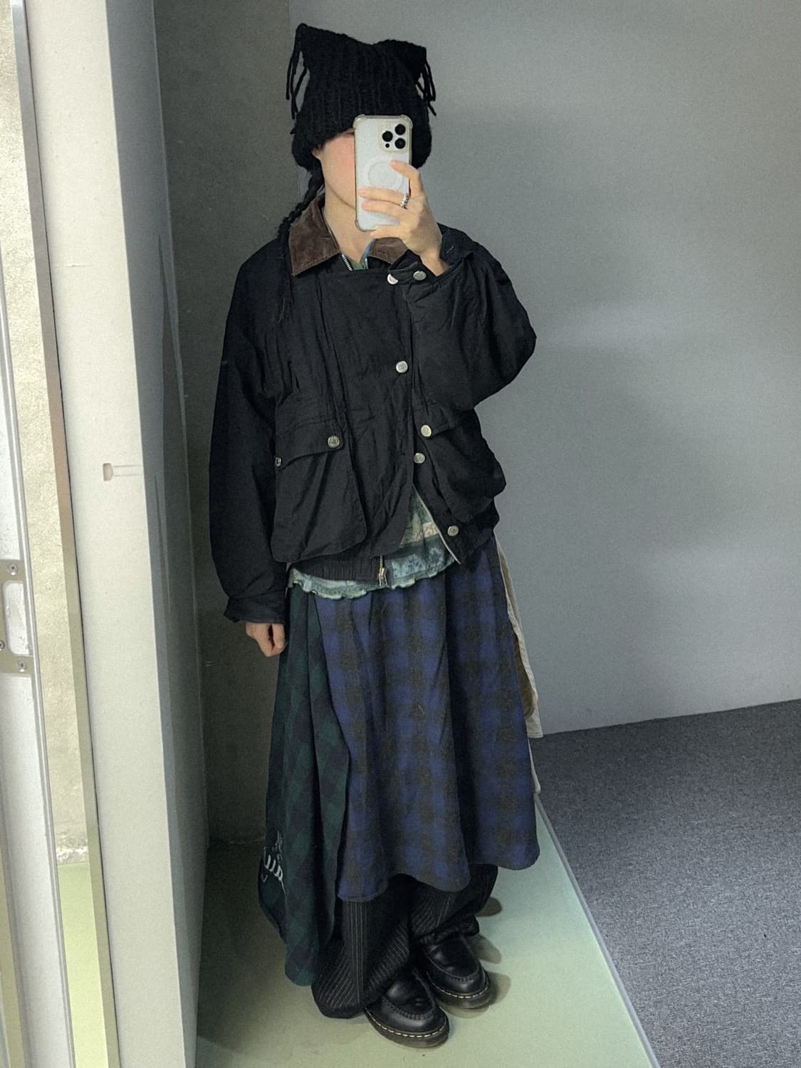 corduroy collar black bomber jacket 상품이미지3