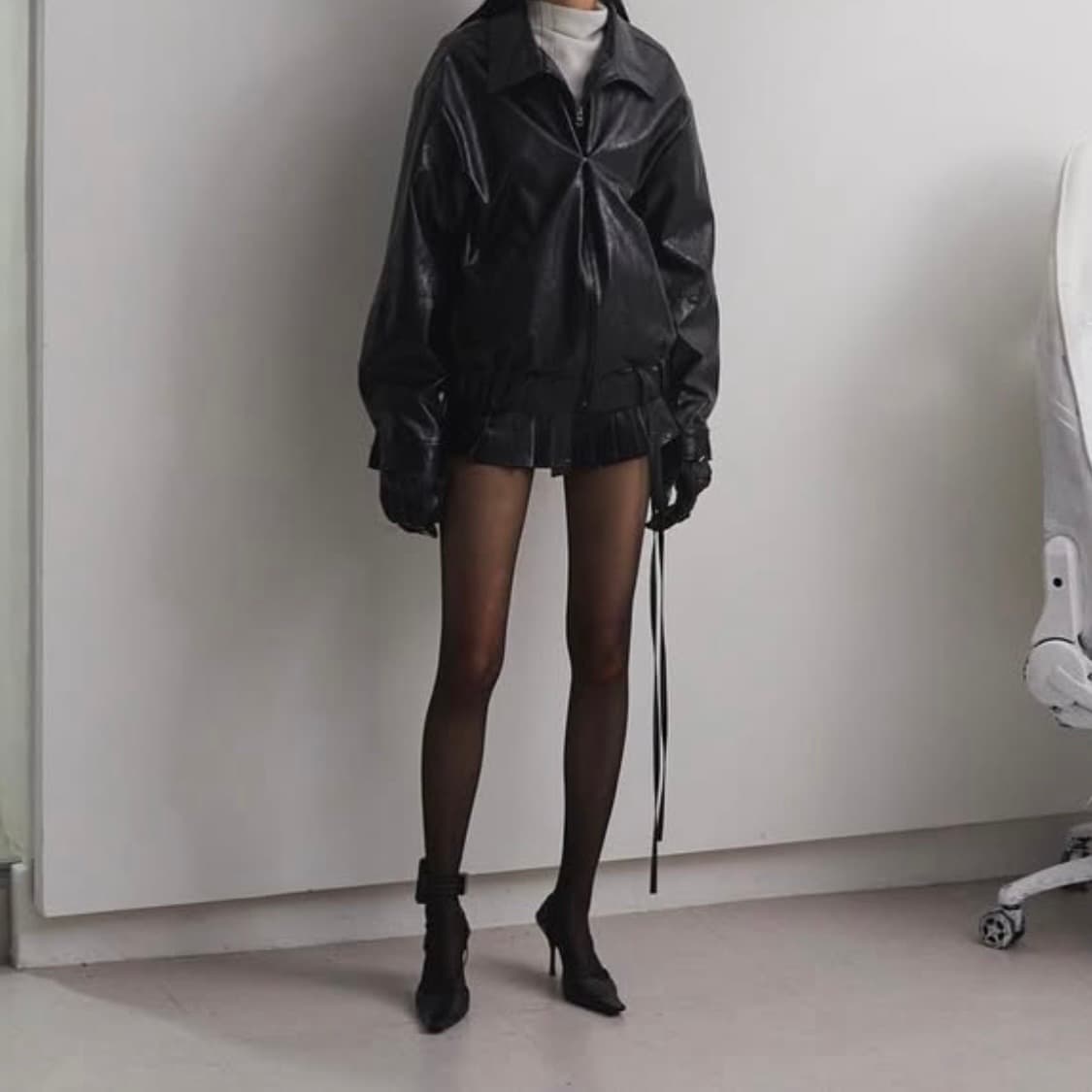 bonnae 본네 엠브로이더 플리츠 스커트 블랙 상품이미지3