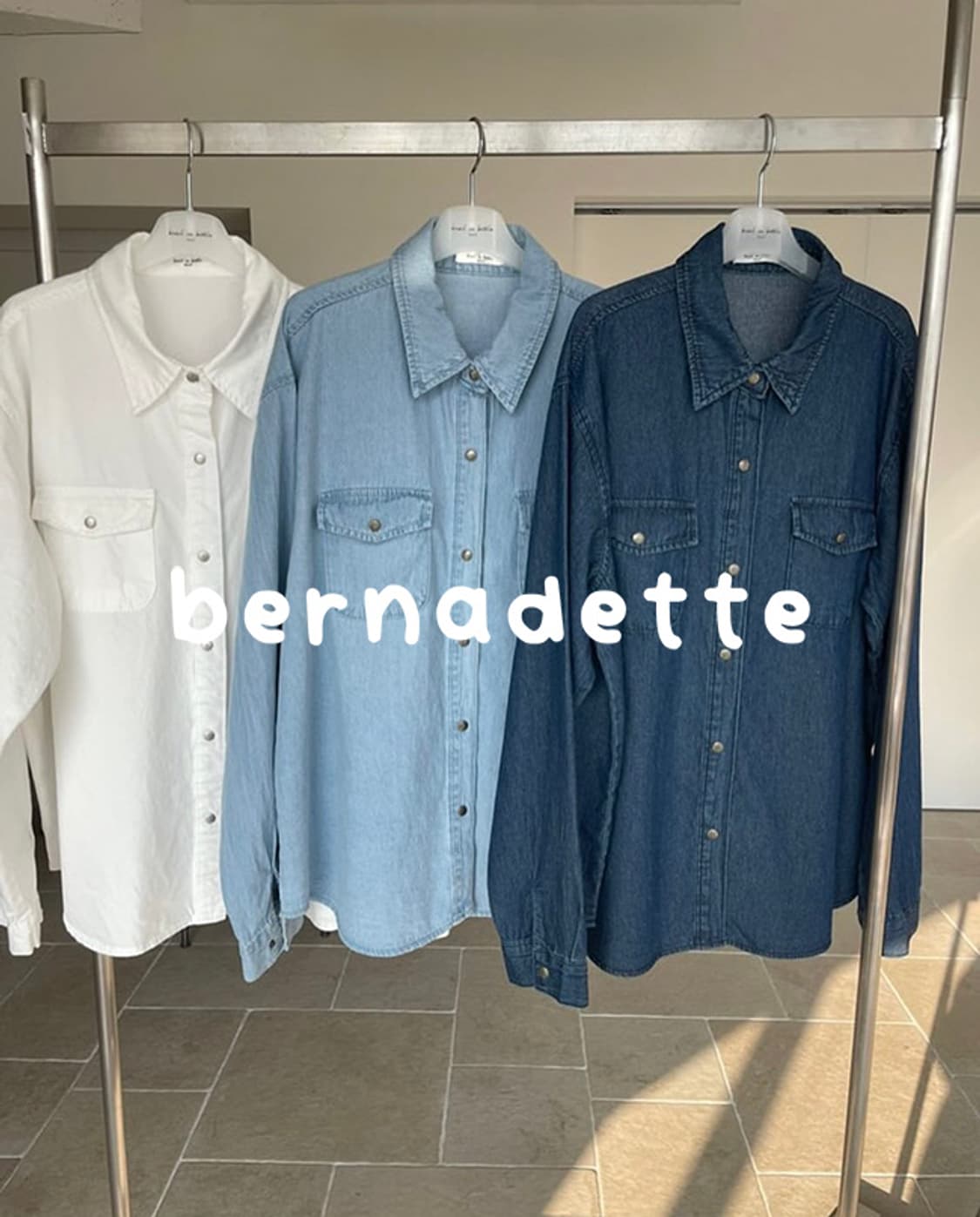 바질인보틀 원스 데님 셔츠 연청 상품이미지2