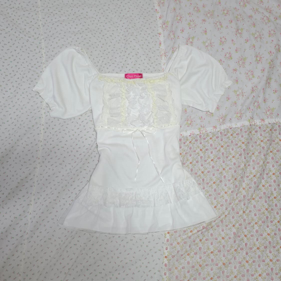 빈티지 화이트 리본 로걀탑 레이스 엑시즈팜 리즈리사깔 히메갸루 상품이미지1