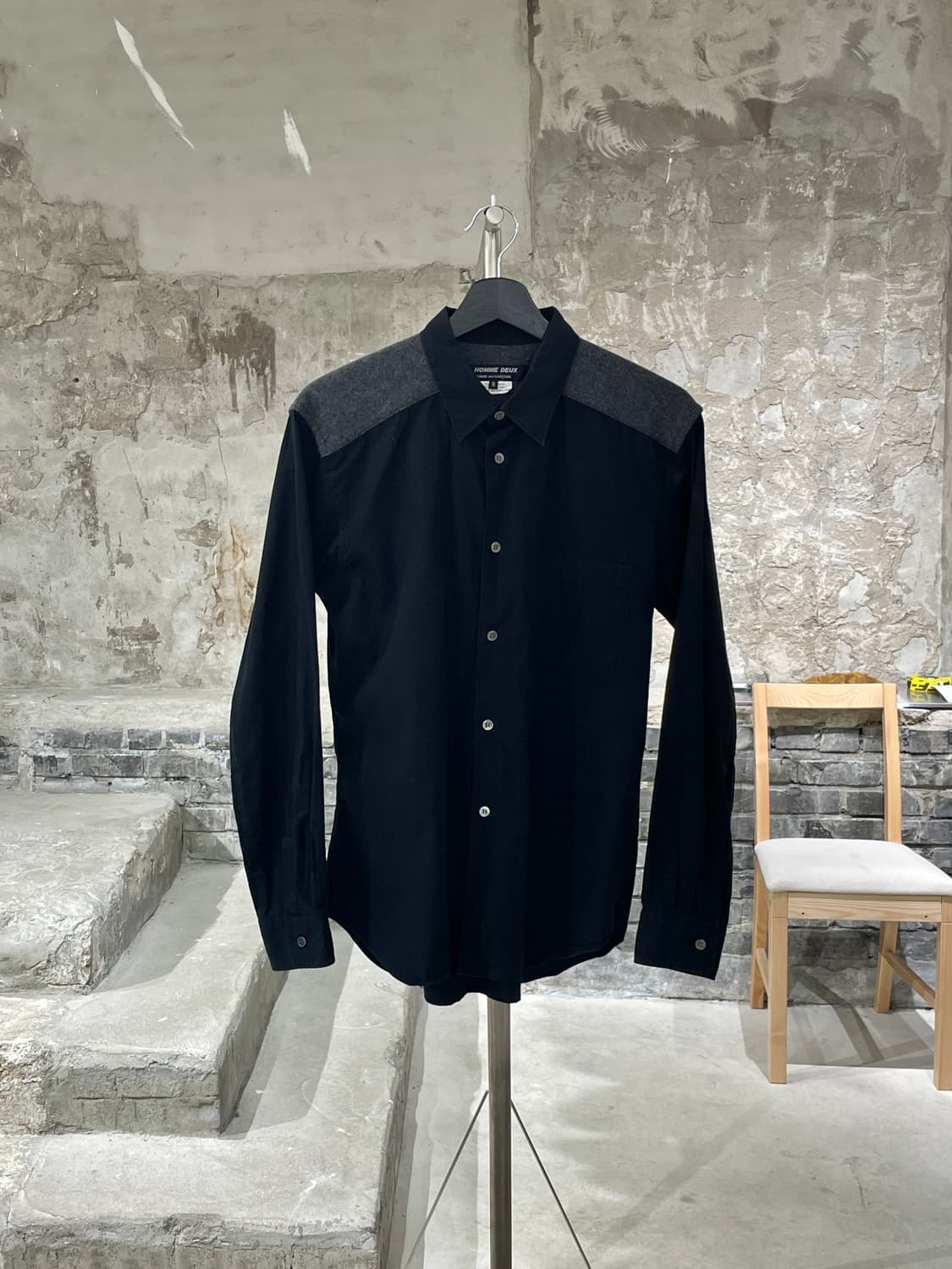 꼼데가르송 옴므 듀스 블랙 ad2015 요크 배색 셔츠 상품이미지1