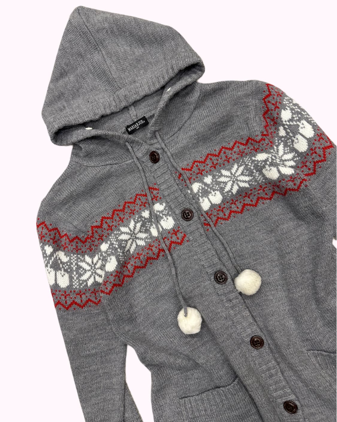 snow knit pompom hood cardigan 상품이미지3