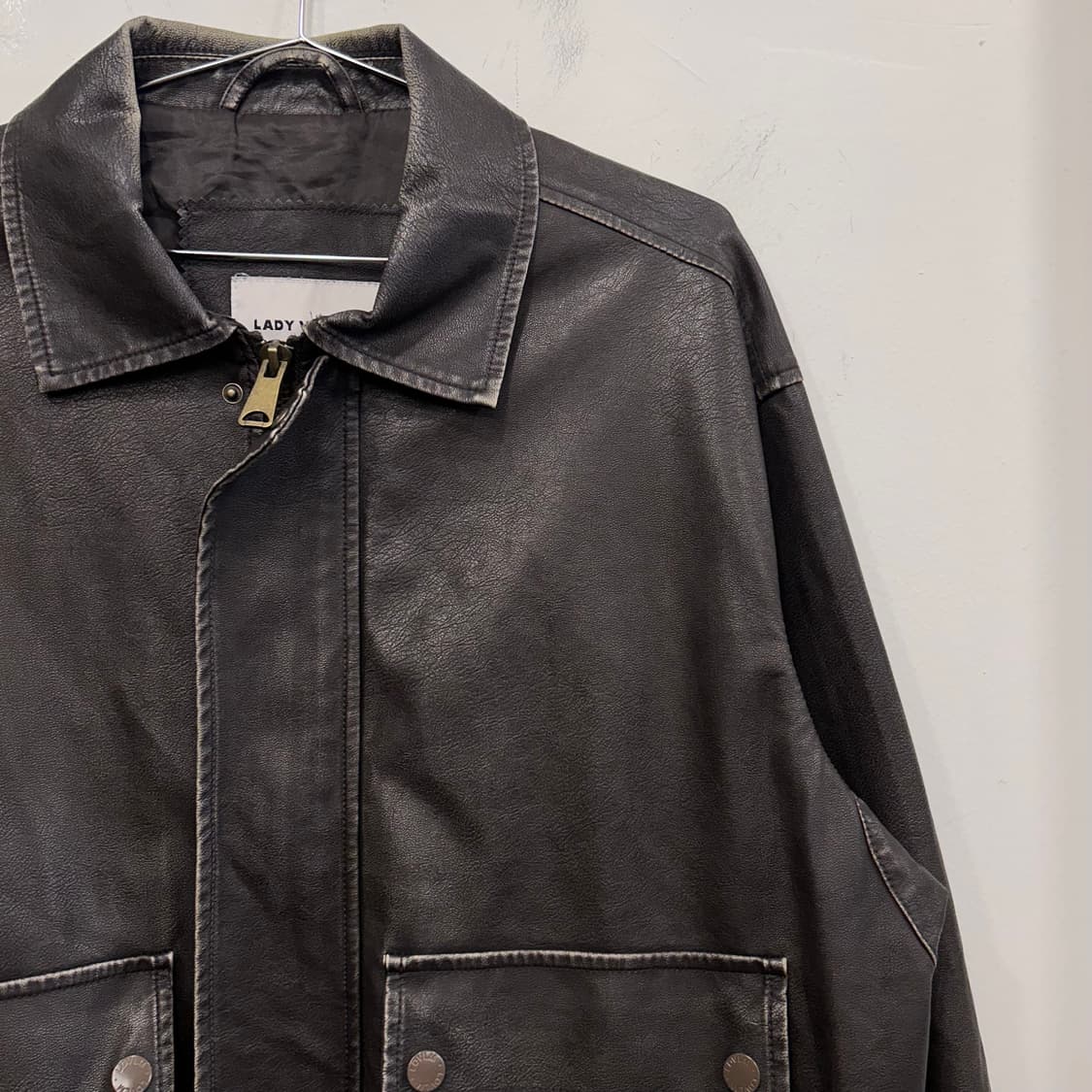 LDVLM 유니섹스 워시드 비건 레더자켓 상품이미지1