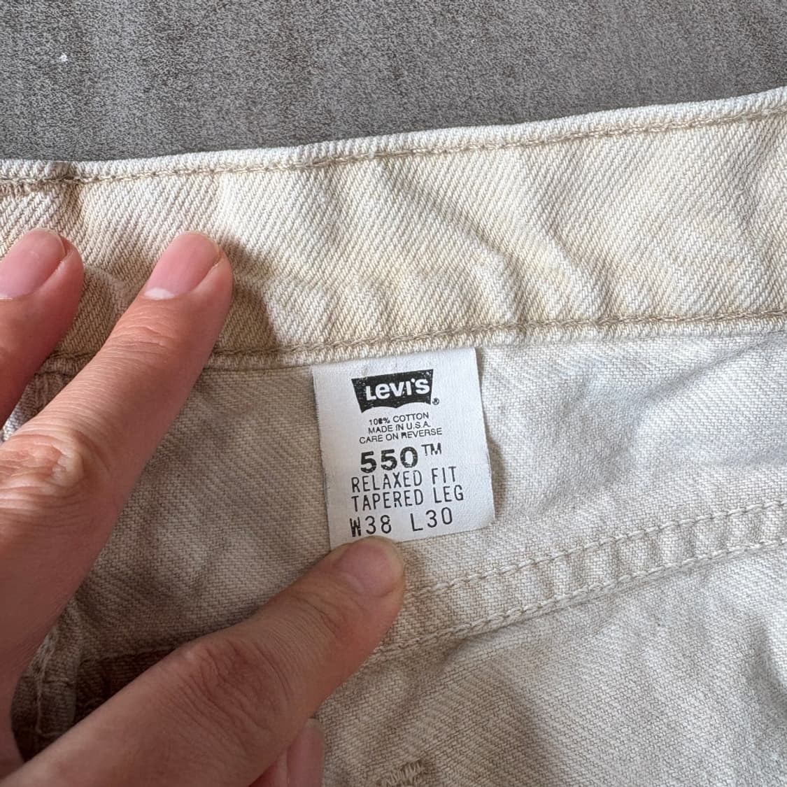 96년 미국 생산 리바이스 550 데님 오렌지탭 아이보리 팬츠 상품이미지4