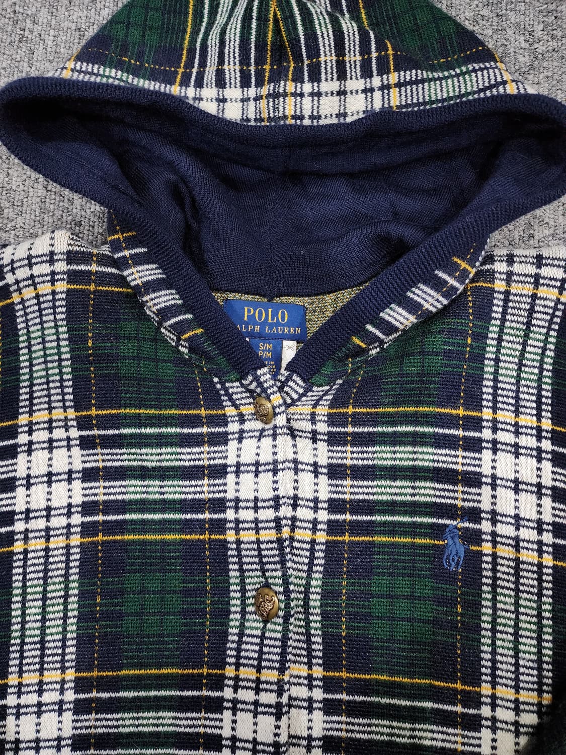 폴로 랄프로렌 플래드 울 블렌드 타탄체크 후드 판초 걸스 S 상품이미지5