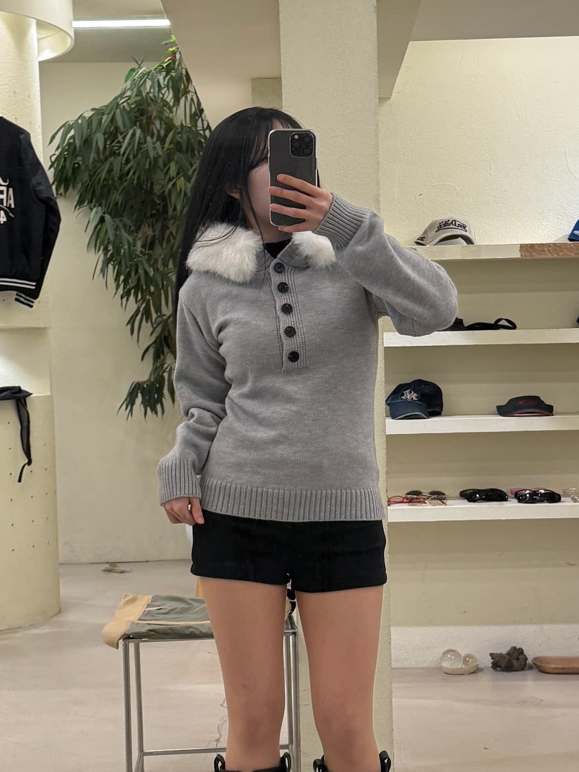 빈티지 y2k 버튼 니트 털 후드 U256 상품이미지1