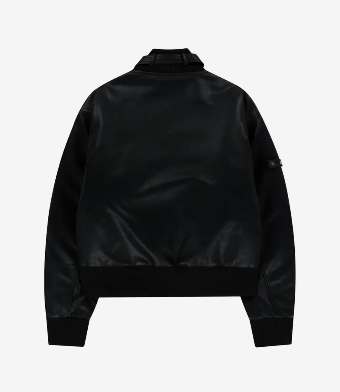 아캄 하이넥 파이핑 레더 블루종 (블랙) 상품이미지2