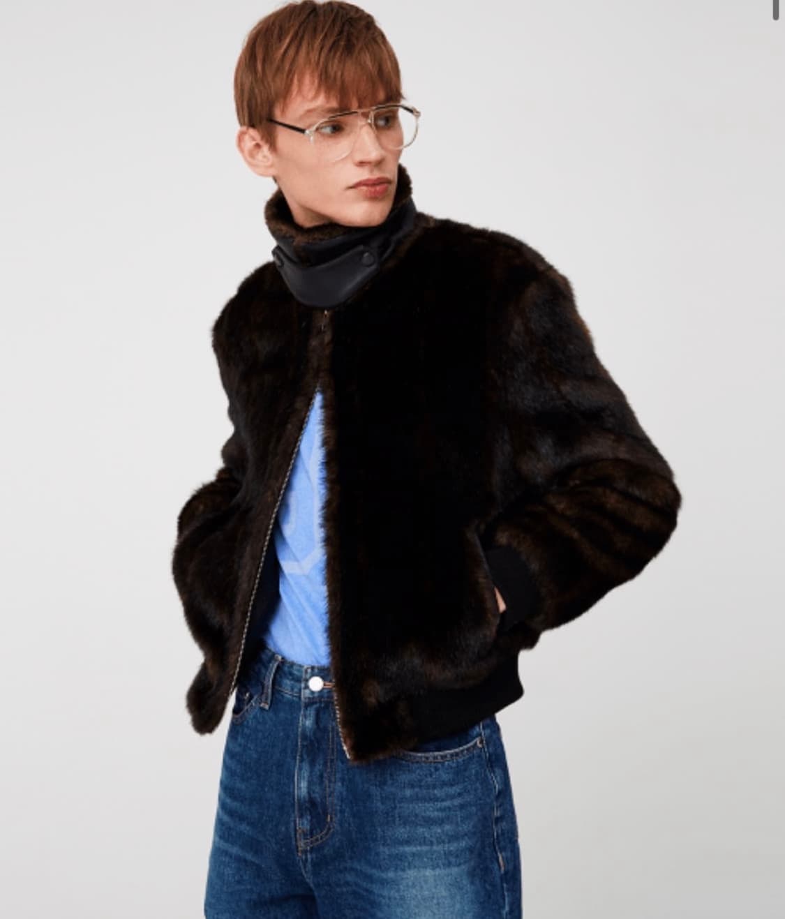 문선 유니섹스 밍크 라이크 스트라이프 퍼 자켓 (2WAY) 상품이미지1