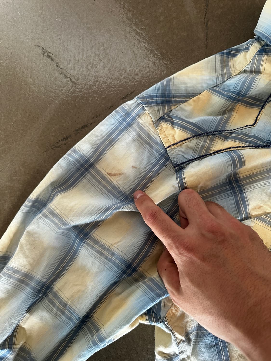 Wrangler 랭글러 웨스턴 체크 셔츠 블루 아이보리 상품이미지5